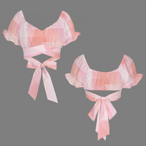 Women's Ruffle Sleeve Tie Back Top