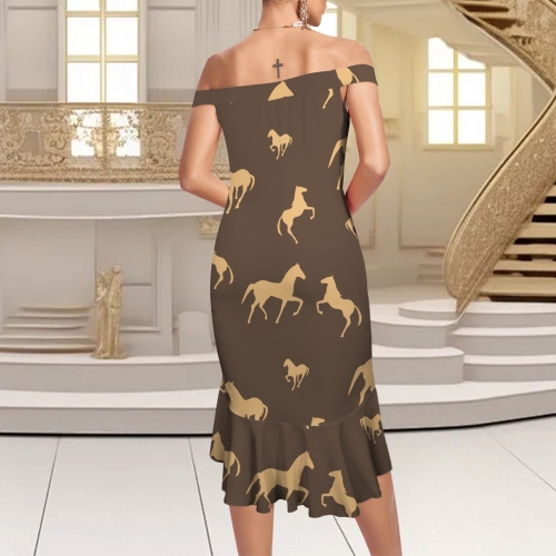 Women's Off-Shoulder Dress with Ruffle Hem