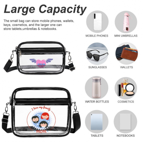 2-Piece Clear Satchel Bag Set