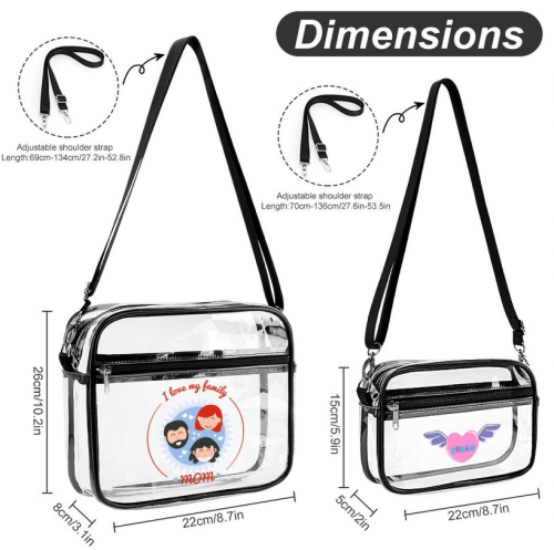 2-Piece Clear Satchel Bag Set