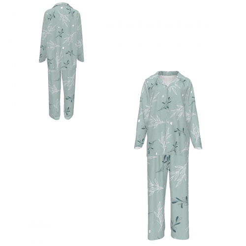 Notched Lapel Pajama Set with Pockets
