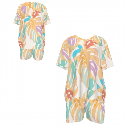 Women's V-Neck Short Sleeve Pajama Set