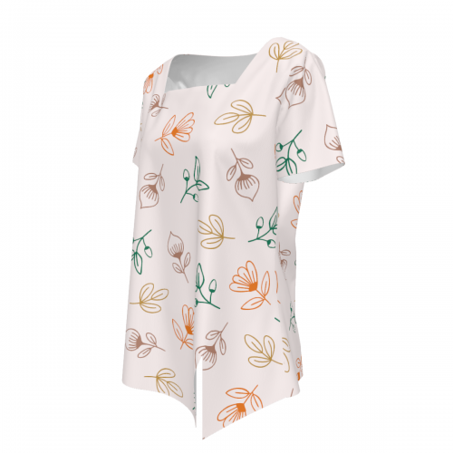 Women’s Square Neck Asymmetrical Hem Short Sleeve T-Shirt