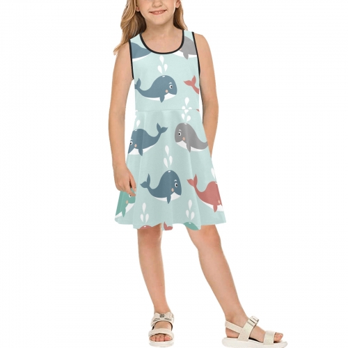Girls' Sleeveless Sundress（Model D56）| Ships from USA