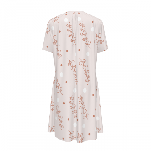 Women's Crew Neck Ruched Bubble Sleeve Dress