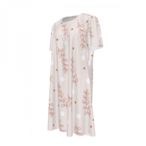 Women's Crew Neck Ruched Bubble Sleeve Dress