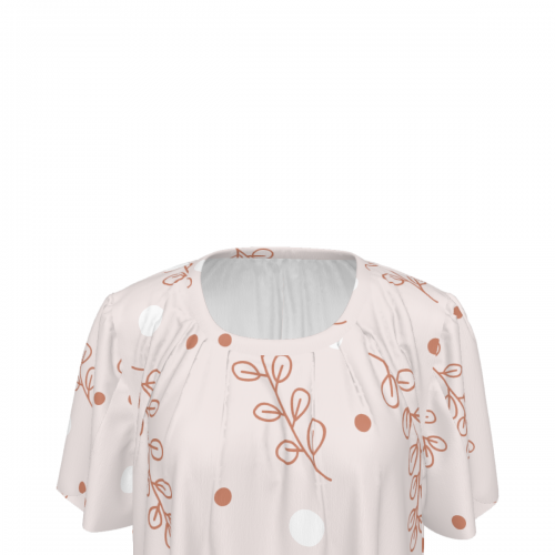Women's Crew Neck Ruched Bubble Sleeve Dress