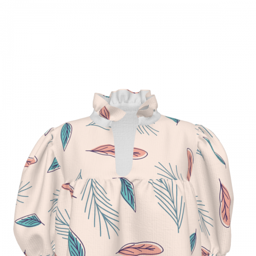 Women's Ruffle High Neck Puff Sleeve Top