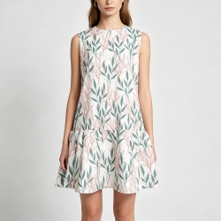 Women's Sleeveless Dress with Ruched Hem and Zipper