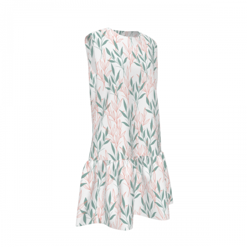 Women's Sleeveless Dress with Ruched Hem and Zipper