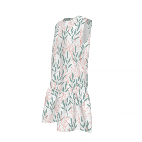 Women's Sleeveless Dress with Ruched Hem and Zipper