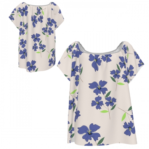 Women's Casual Crew Neck Pleated Shirt