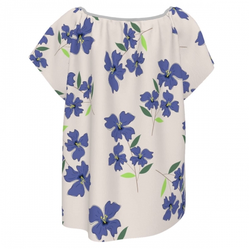 Women's Casual Crew Neck Pleated Shirt