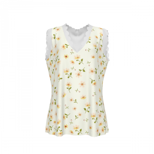 Women's  Lace Trim V-Neck Tank Top