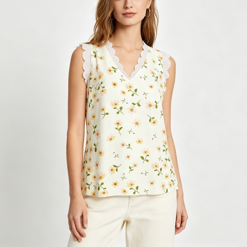 Women's  Lace Trim V-Neck Tank Top