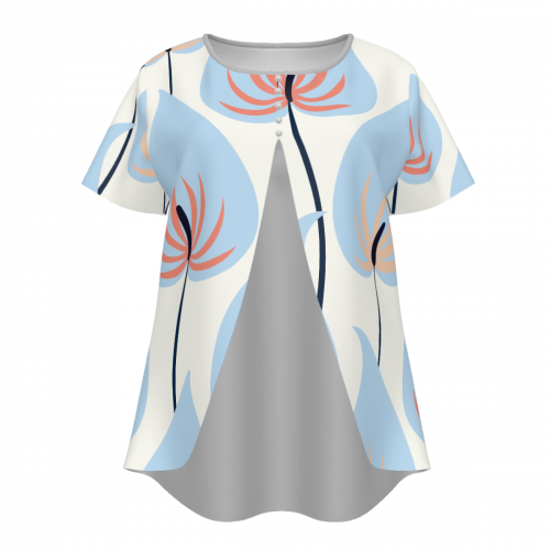 Women's Layered Front Shirt with Decorative Button