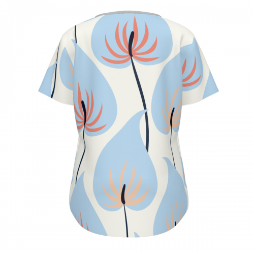 Women's Layered Front Shirt with Decorative Button