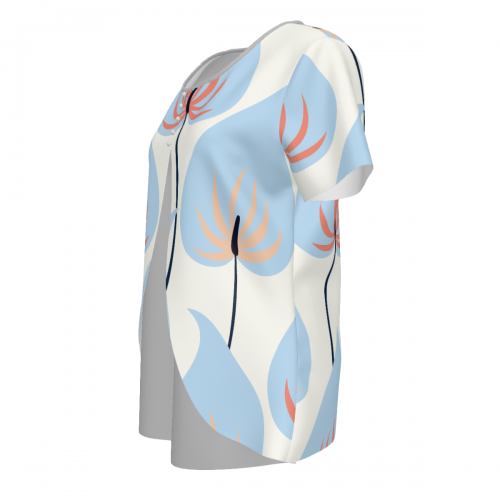 Women's Layered Front Shirt with Decorative Button