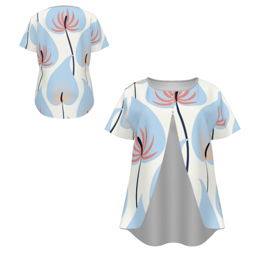 Women's Layered Front Shirt with Decorative Button