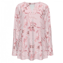 Women's Split Neck  Button-Down Long Sleeve Top