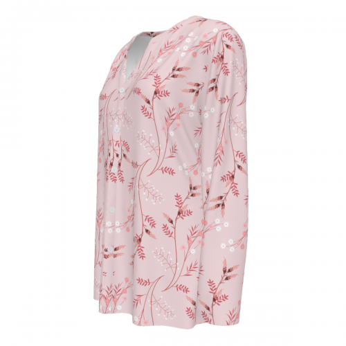Women's Split Neck  Button-Down Long Sleeve Top