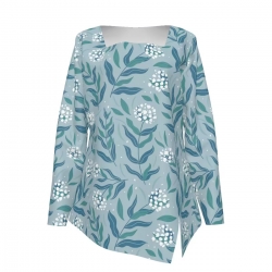 Women's  Square Neck Top With Split Hem