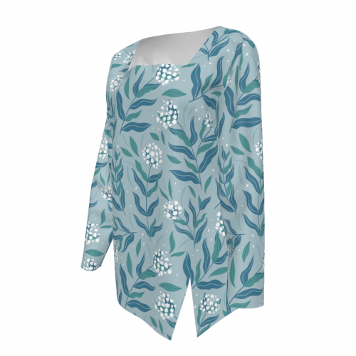 Women's  Square Neck Top With Split Hem