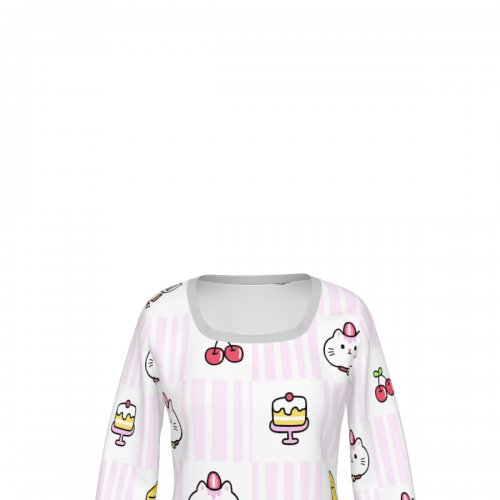Women's  Square Neck Long Sleeve Ribbed Top