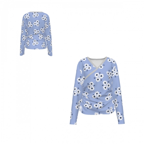 Women's V-neck Side-Bone Elastic Sweatshirt