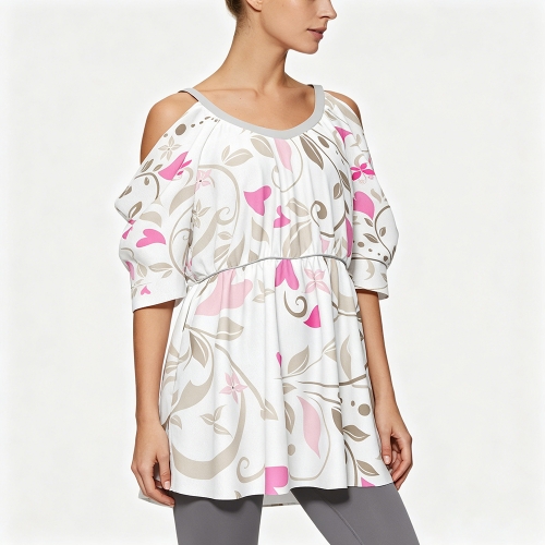 Women's  Cold Shoulder Top with Elasticated Waist