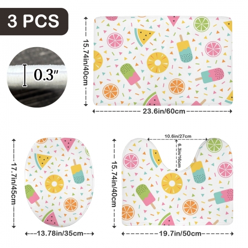 3-Piece Bathroom Rug Set 60 x 40cm
