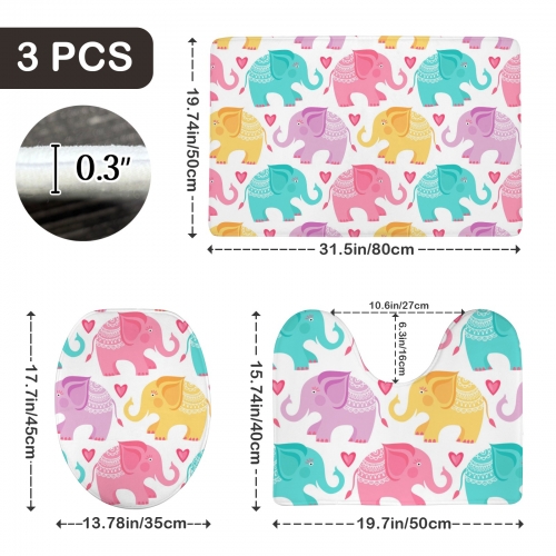3-Piece Bathroom Rug Set 80 x 50cm