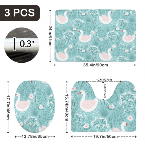 3-Piece Bathroom Rug Set 90 x 61cm