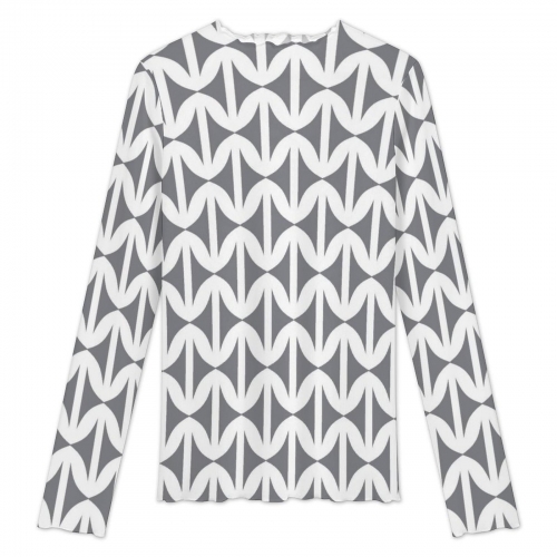 High Neck Long Sleeved Mesh Top