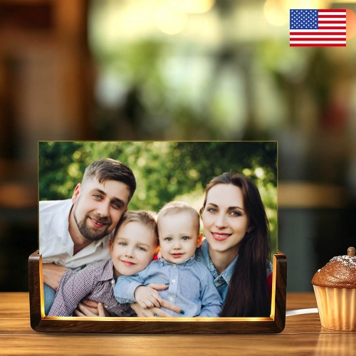 Acrylic Night Light 8" x 6" (Tricolor Light Walnut Base) | Ships from USA