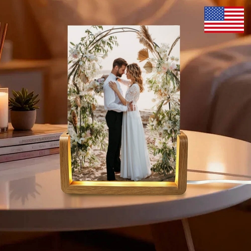 Acrylic Night Light 5" x 7" (Tricolor Light Beech Base) | Ships from USA