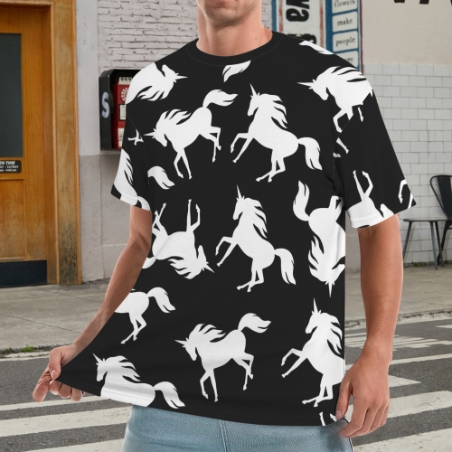 Men's All Over Print Ribbed Collar T-Shirt (Model T94) | Ships from USA