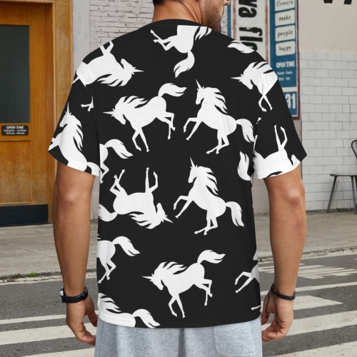 Men's All Over Print Ribbed Collar T-Shirt (Model T94) | Ships from USA