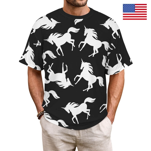 Men's All Over Print Ribbed Collar T-Shirt (Model T94) | Ships from USA