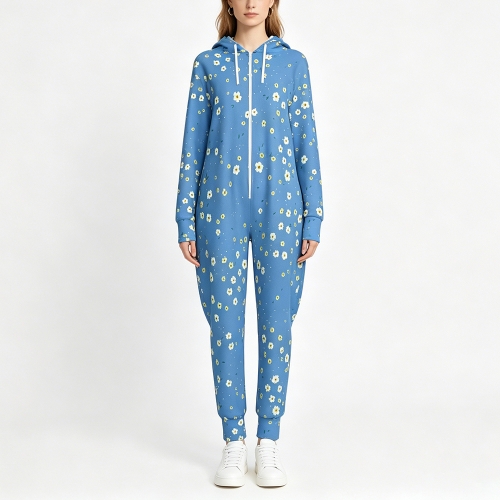 Women's Hooded Zipper Jumpsuit