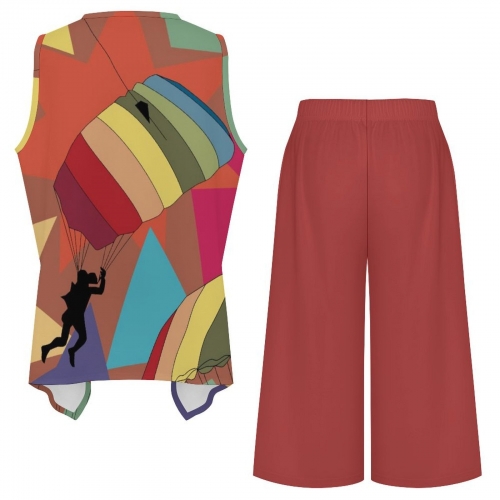 Sleeveless Top & Cropped Wide-Leg Pants Set