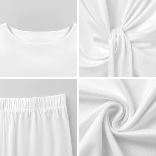 Women's Side-Tie Short Sleeve Top & Wide-Leg Pants Set