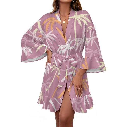 Ruffle Long Sleeve Robe