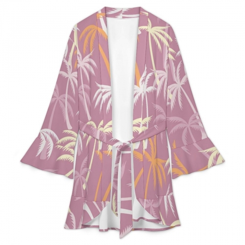 Ruffle Long Sleeve Robe