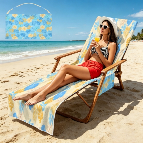 Beach Chair Towel Cover with Side Pockets