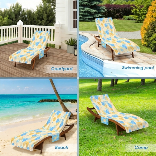 Beach Chair Towel Cover with Side Pockets