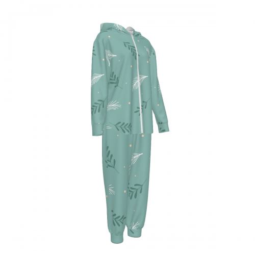 Women's Long-sleeve Hooded Zipper Sweatshirt and Sweatpants Set.