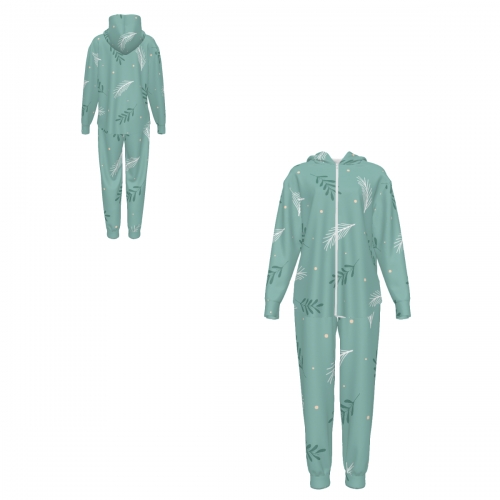 Women's Long-sleeve Hooded Zipper Sweatshirt and Sweatpants Set.
