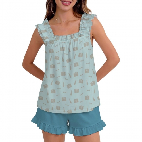 Women's Ruffled Cami Top & Shorts Pajama Set