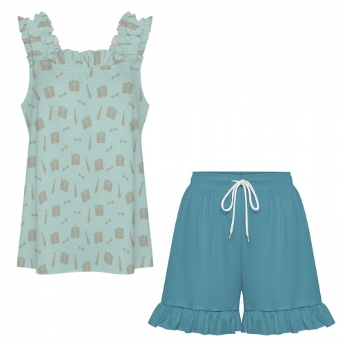 Women's Ruffled Cami Top & Shorts Pajama Set